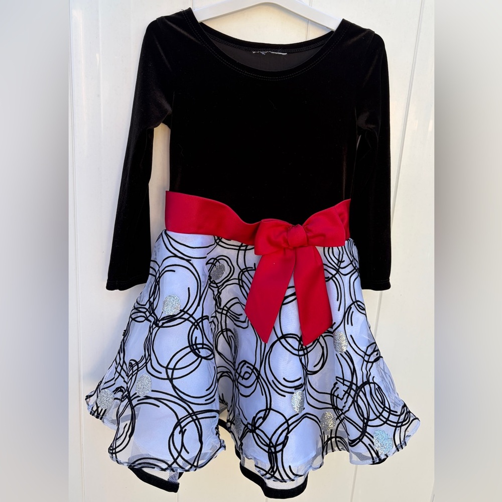 BONNIE JEAN GIRLS Dress Black Velvet Full Skirt Size 4
